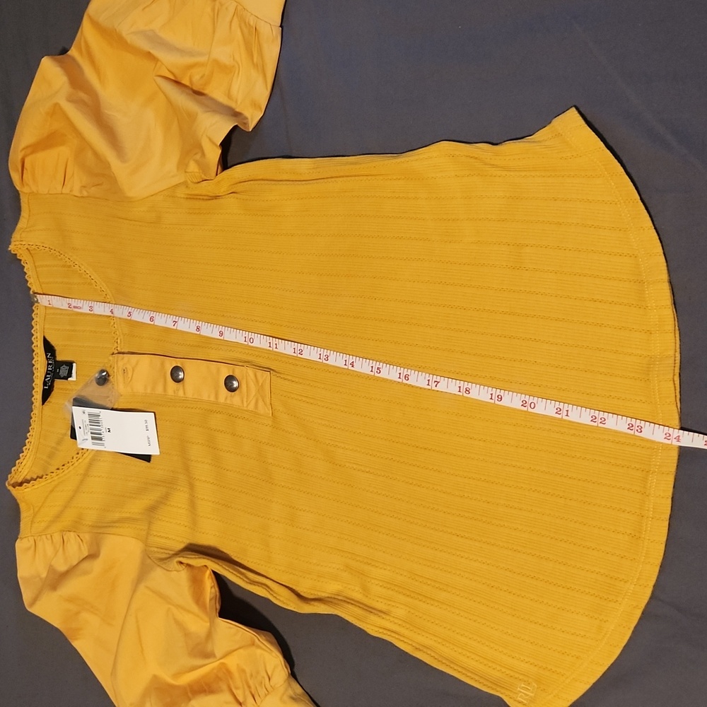 Lauren Ralph Lauren Mustard Button-Down Top - Picture 6 of 8